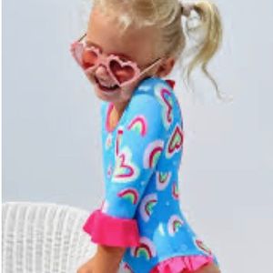 Girls Heart Shaped Fondant Rashguard One Piece Swimsuit size 6